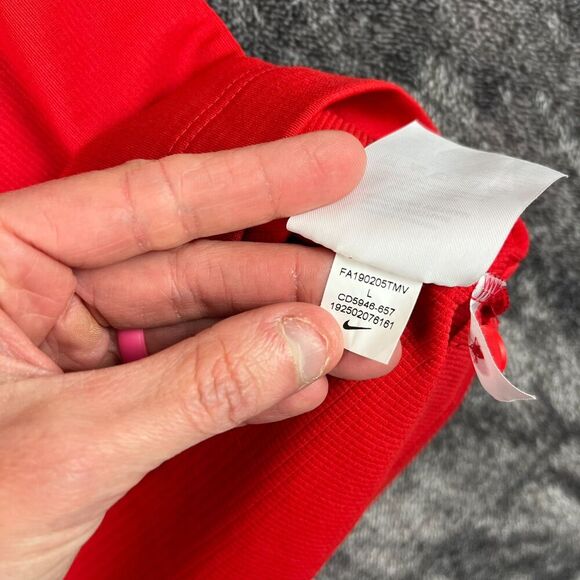 Nike Dri-Fit Ohio State Buckeyes Embroidered Polo Mens L Red Short Sleeve Swoosh - Picture 6 of 11